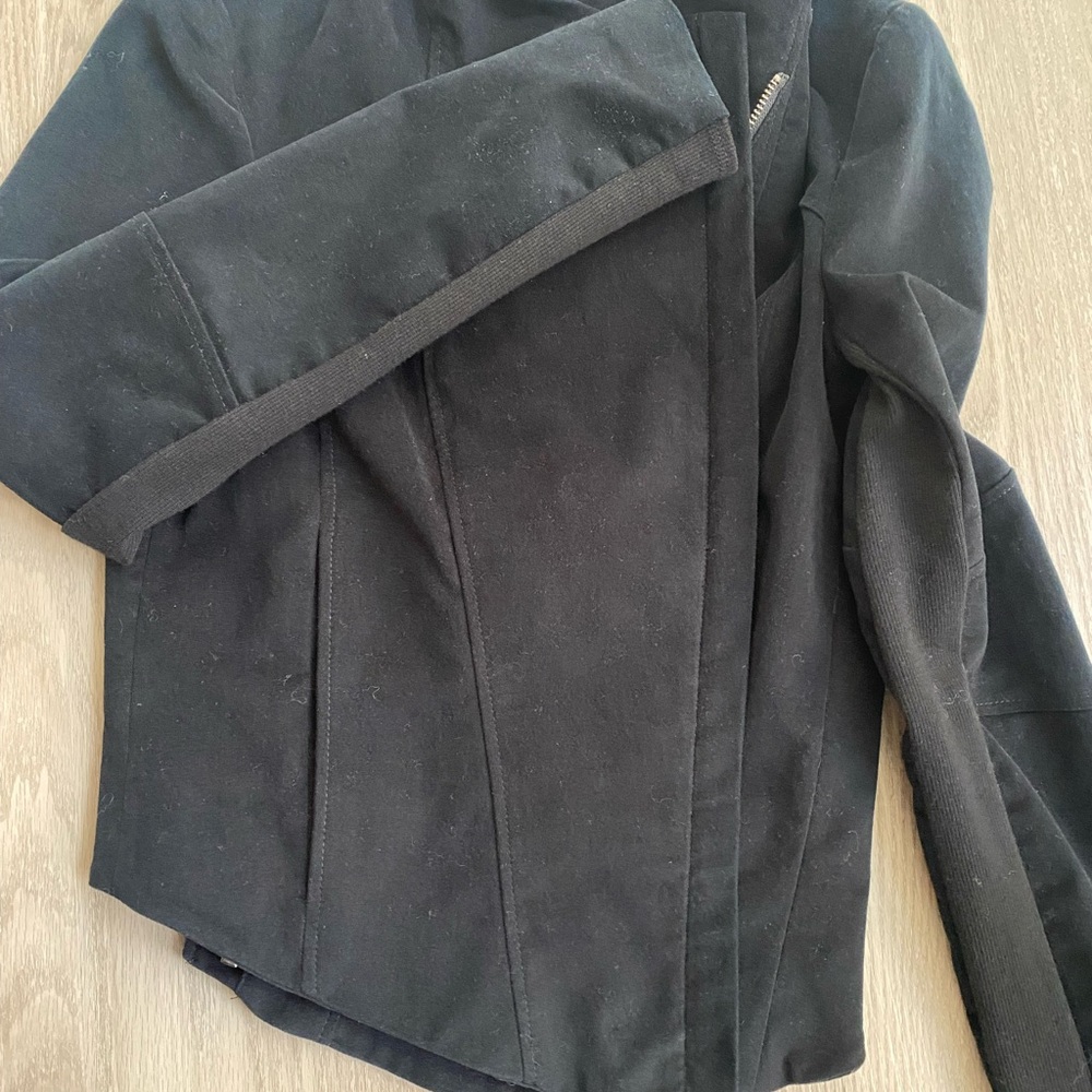 Helmut Lang Black Moto Jacket with Asymmetric Zip & hemline size M Grunge Goth - Picture 7 of 8